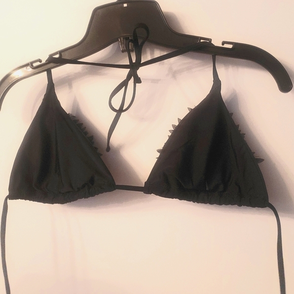 SHEIN bikini triangle top black with mesh floral extended fabric size small - Picture 3 of 3